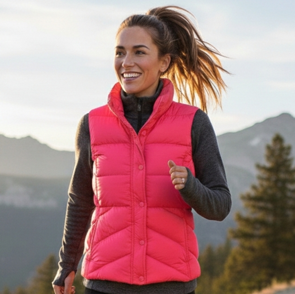 J. Crew M Coral Pink Barbiecore Gorpcore Cottagecore Activewear Down Filled Vest